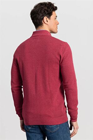 Tudors Desenli  Yarım Balıkçı Yaka Fermuarlı Erkek Hırka