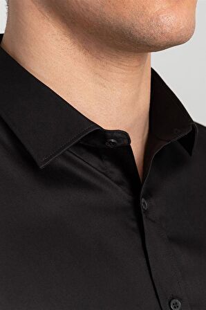Tudors Slim Fit Dar Kesim Pamuk Saten, Erkek Gömlek