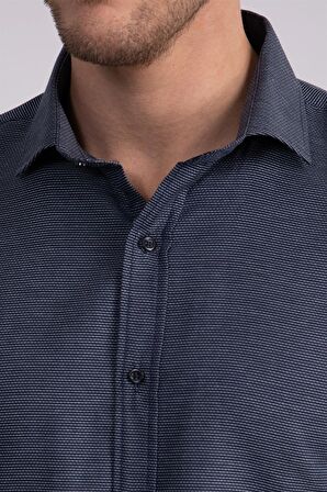 Tudors Slim Fit Dar Kesim Armürlü Erkek Gömlek