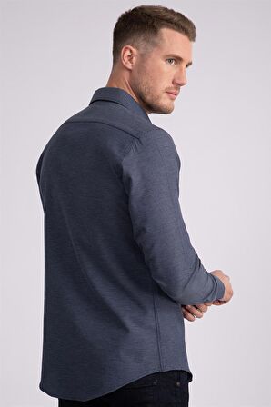 Tudors Slim Fit Dar Kesim Armürlü Erkek Gömlek