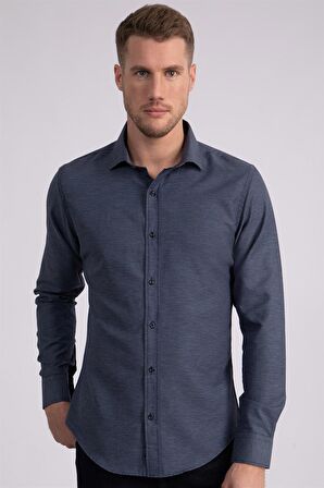 Tudors Slim Fit Dar Kesim Armürlü Erkek Gömlek