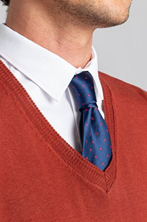 Tudors Slim Fit Dar Kesim V Yaka Pamuklu Erkek Kazak