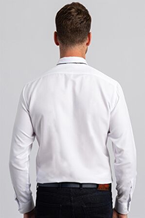 Tudors Modern Slim Fit Dar Kesim Armürlü Erkek Gömlek