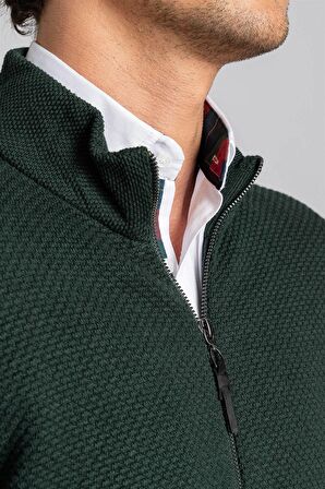 Tudors Desenli Yarım Balıkçı Yaka Fermuarlı Erkek Hırka