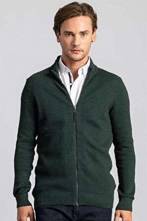 Tudors Desenli Yarım Balıkçı Yaka Fermuarlı Erkek Hırka