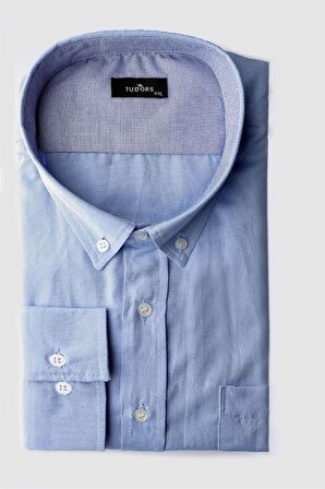 Tudors Büyük Beden Oxford Uzun Kollu Spor Erkek Gömlek