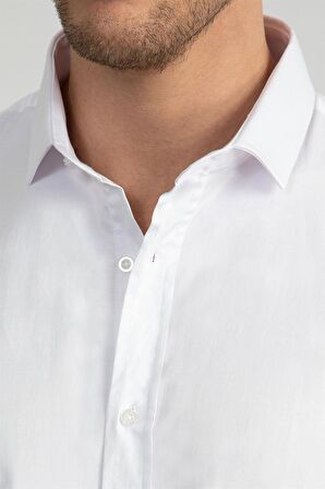Tudors Slim Fit Dar Kesim Likralı Düz Saten Erkek Gömlek