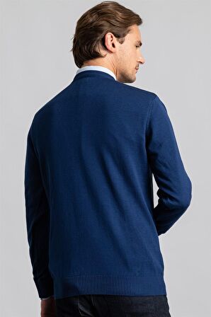 Tudors Slim Fit Dar Kesim V Yaka Pamuklu Erkek Kazak