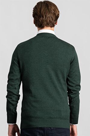 Tudors Slim Fit Dar Kesim V Yaka Pamuklu Erkek Kazak