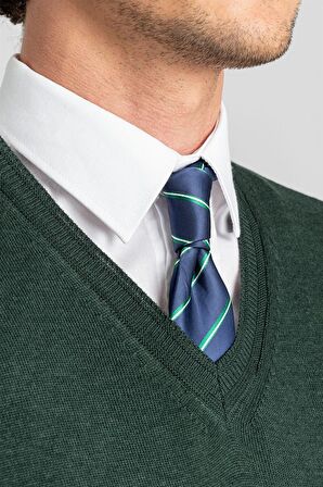 Tudors Slim Fit Dar Kesim V Yaka Pamuklu Erkek Kazak