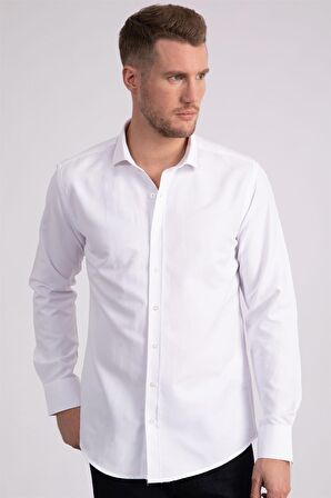 Tudors Modern Slim Fit Dar Kesim Armürlü Erkek Gömlek