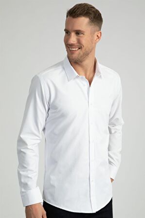 Tudors Modern Slim Fit Dar Kesim Armürlü Erkek Gömlek
