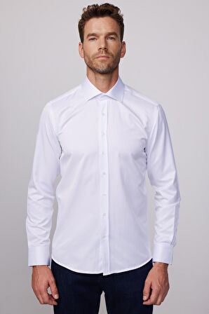 Modern Slim Fit Düz Saten Erkek Gömlek