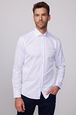 Modern Slim Fit Düz Saten Erkek Gömlek