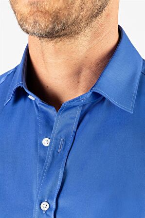 Tudors Modern Slim Fit Düz Saten Erkek Gömlek