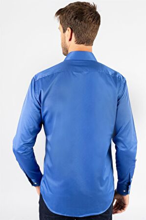 Tudors Modern Slim Fit Düz Saten Erkek Gömlek