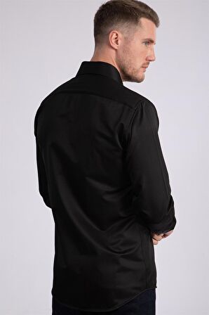 Tudors Modern Slim Fit Düz Saten Erkek Gömlek