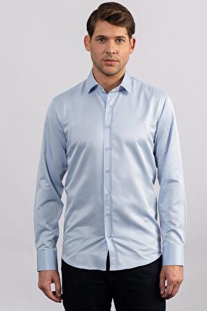 Tudors Modern Slim Fit Düz Saten Erkek Gömlek