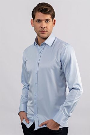 Tudors Modern Slim Fit Düz Saten Erkek Gömlek