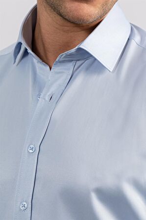 Tudors Modern Slim Fit Düz Saten Erkek Gömlek