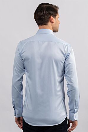 Tudors Modern Slim Fit Düz Saten Erkek Gömlek