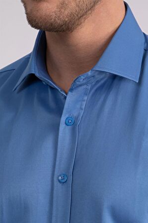 Tudors Modern Slim Fit Düz Saten Erkek Gömlek