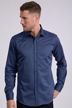 Tudors Modern Slim Fit Düz Saten Erkek Gömlek