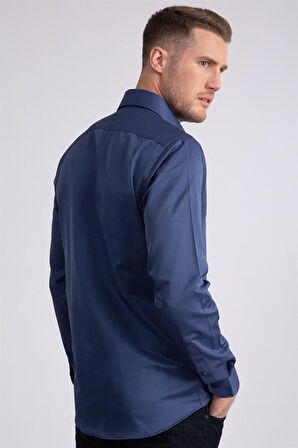 Tudors Modern Slim Fit Düz Saten Erkek Gömlek