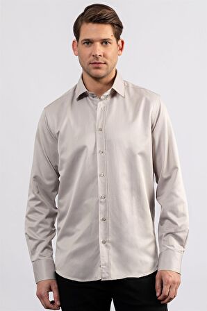 Tudors Modern Slim Fit Düz Saten Erkek Gömlek
