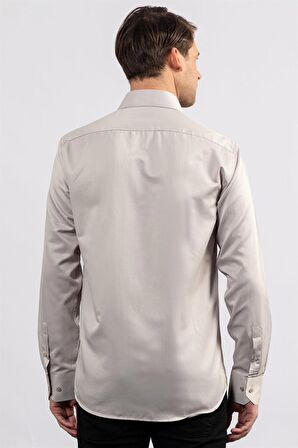 Tudors Modern Slim Fit Düz Saten Erkek Gömlek