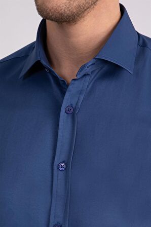 Tudors Modern Slim Fit Düz Saten Erkek Gömlek