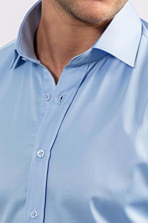 Tudors Modern Slim Fit Düz Saten Erkek Gömlek