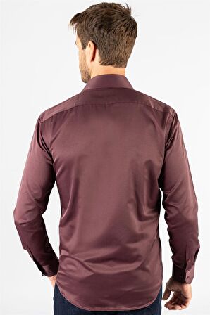 Tudors Modern Slim Fit Düz Saten Erkek Gömlek