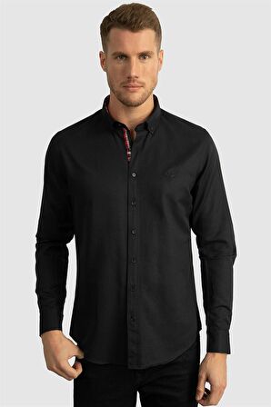Tudors Slim Fit Dar Kesim Uzun Kol Poplin Oxford