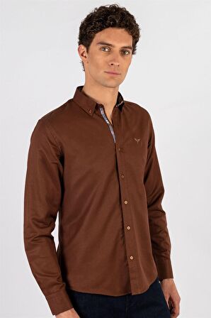 Tudors Slim Fit Dar Kesim Uzun Kol Poplin Oxford