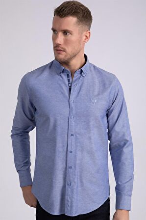 Tudors Slim Fit Dar Kesim Uzun Kol Poplin Oxford