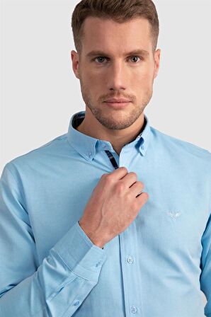 Tudors Slim Fit Dar Kesim Uzun Kol Poplin Oxford