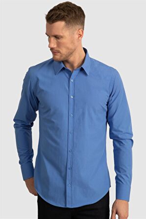 Tudors Slim Fit Dar Kesim Tery Cotton Erkek Gömlek