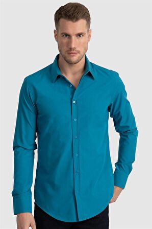Tudors Slim Fit Dar Kesim Tery Cotton Erkek Gömlek