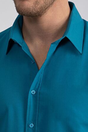 Tudors Slim Fit Dar Kesim Tery Cotton Erkek Gömlek