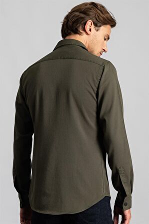 Tudors Slım Fit Düz Cepli Gabardin Erkek Gömlek