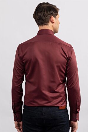 Tudors Modern Slim Fit Düz Saten Erkek Gömlek