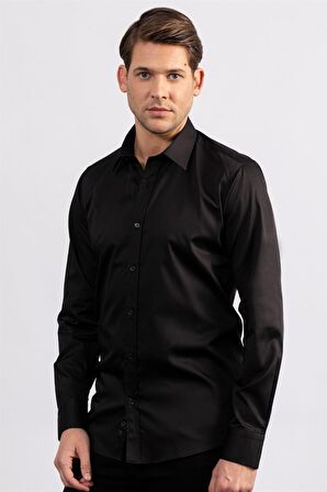 Tudors Modern Slim Fit Koton Saten Premium Seri Erkek Gömlek