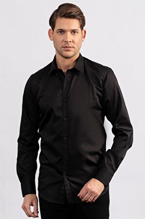 Tudors Modern Slim Fit Koton Saten Premium Seri Erkek Gömlek