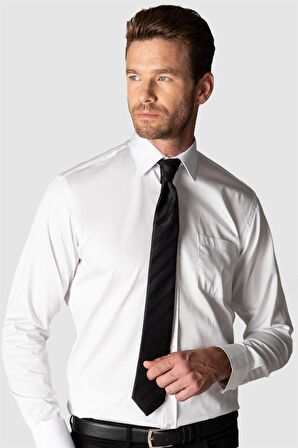 Tudors Klasik Fit Rahat Kesim Pamuk Saten Erkek Gömlek