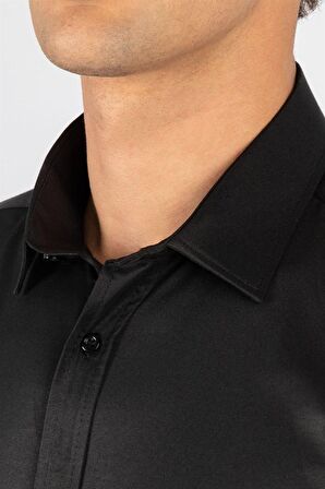 Tudors Modern Slim Fit Uzun Kol Düz Erkek Gömlek