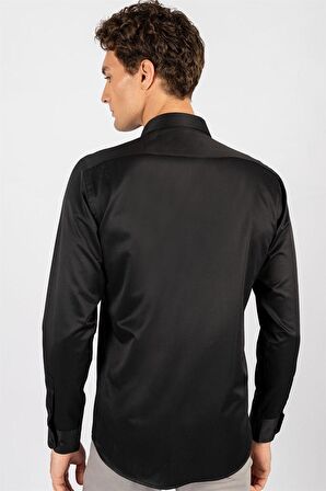 Tudors Modern Slim Fit Uzun Kol Düz Erkek Gömlek