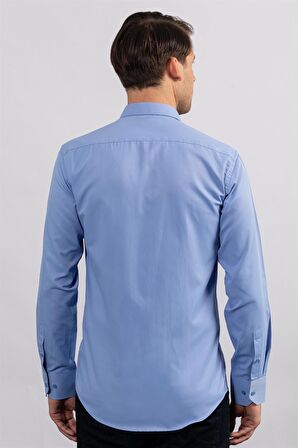 Tudors Modern Slim Fit Kendinden Desenli Düz Beyaz Gömlek