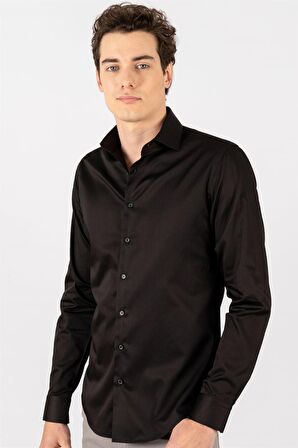 Tudors Slim Fit Koton Saten Premium Seri Erkek Gömlek