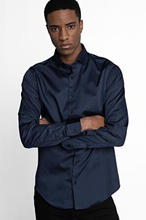 Tudors Slim Fit Koton Saten Premium Seri Erkek Gömlek - TUDORS